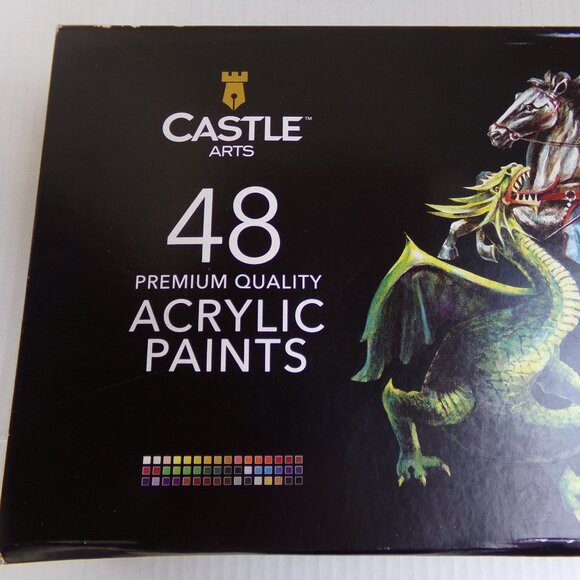 Castle Arts 48 Premium Quality Acrylic Paint And Brushes - Picture 3 of 16